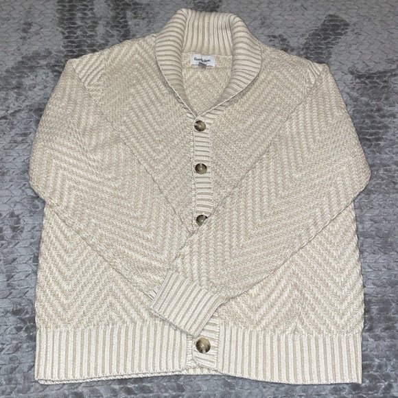 Men's Shawl Collared Sweater Cardigan - Goodfellow & Co‚ Cream. Size Medium - Picture 2 of 10